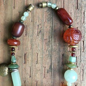 -Original owner. Vintage handcrafted jade and amber bracelet